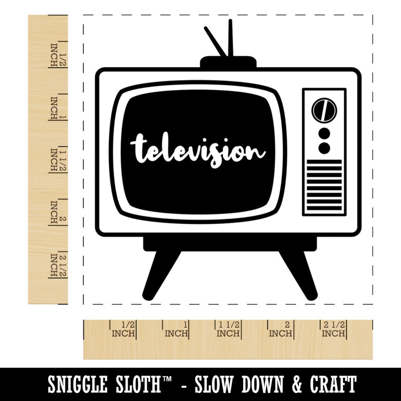 Vintage Retro Television TV Set Square Rubber Stamp for Stamping Crafting